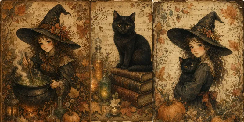 Vintage Witch Watercolor Illustrations generated by undefined