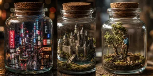 Tiny World Diorama Glass Jar Style generated by chatgpt-image