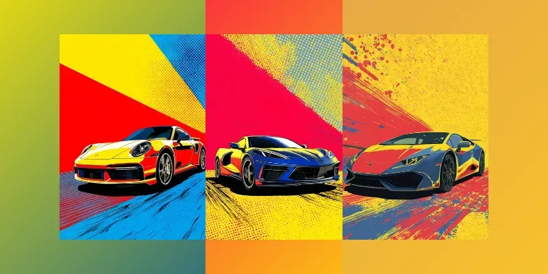 Retro Pop Art Sports Cars generated by undefined