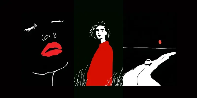 Minimalist Red And Black Line Art generated by undefined