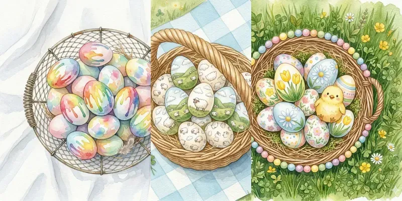 Pastel Watercolor Easter Baskets generated by undefined