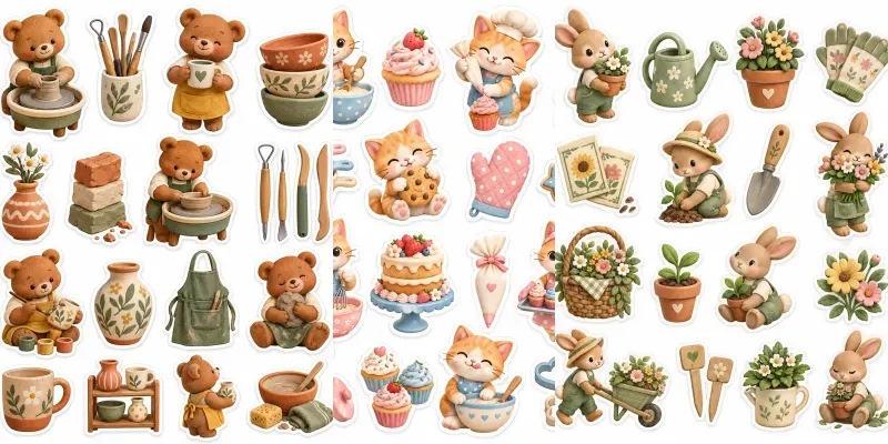 3D Clay Hobby Sticker Sheets