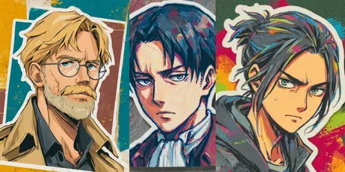 Aot Characters In Pop Art Sticker Style generated by midjourney