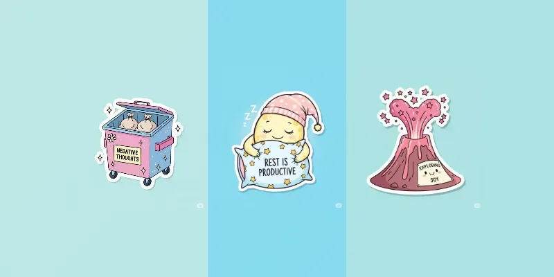 Positive Cartoon Stickers With Text generated by undefined