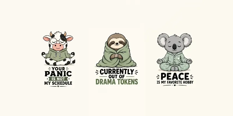 Peaceful Cartoon Quote Collections generated by undefined