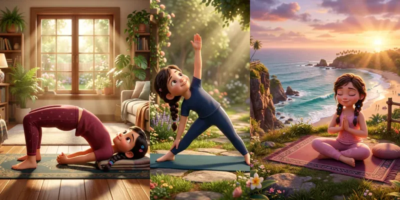Pixar Inspired Wellness Yoga Art generated by undefined