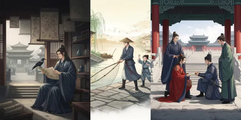 Ancient Chinese Ink Romance Scenes generated by undefined