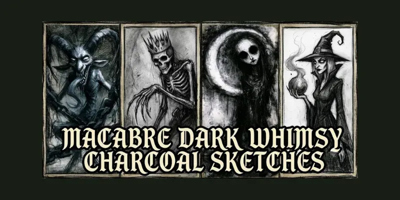 Macabre Dark Whimsy Charcoal Sketches generated by undefined