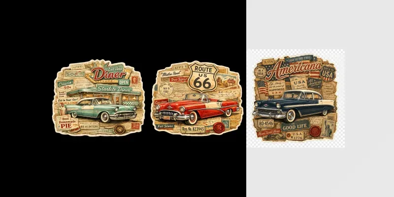 Vintage Classic Car Stickers generated by undefined