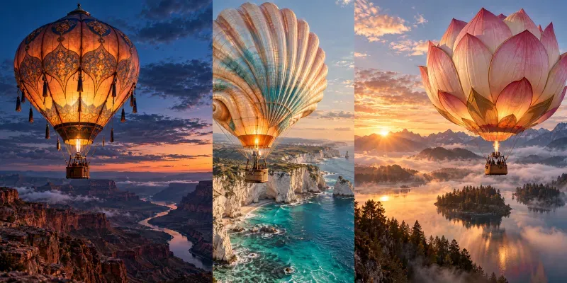 Hyperrealistic Fantasy Hot Air Balloons