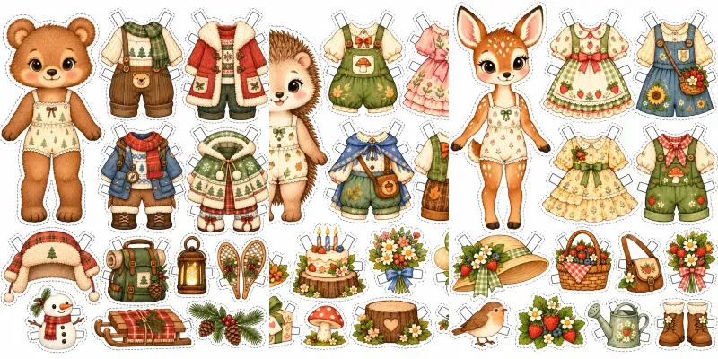 Cute Forest Friends Paper Doll Generator