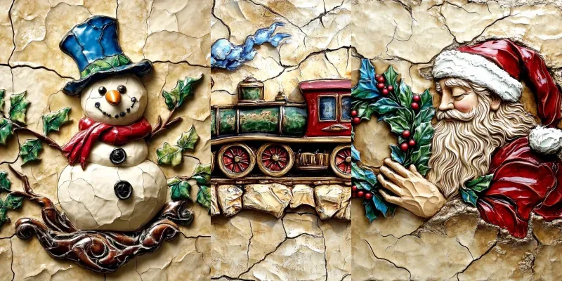 Viral Vintage 3D Christmas Stone Art generated by undefined