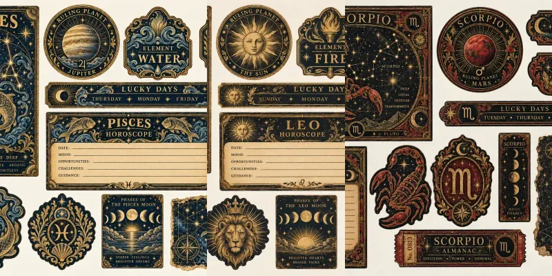 Astrology Zodiac Ephemera Sheets