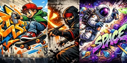Urban Graffiti Character Poster Designs generated by chatgpt-image