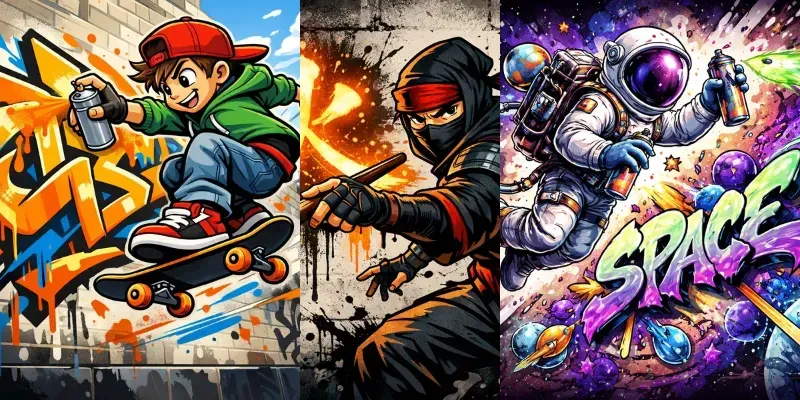 Urban Graffiti Character Poster Designs generated by undefined