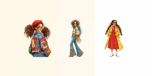 Chic Boho Fashion Doll Cliparts generated by chatgpt-image