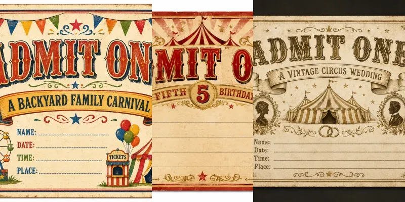 Circus Ticket Invitation Cards generated by undefined