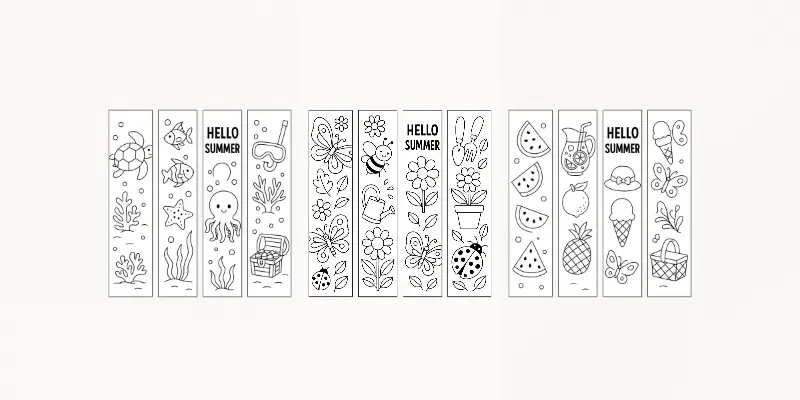Summer Vibes Bookmark Coloring Pages generated by undefined