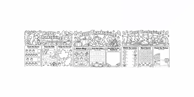 Thanksgiving Kids Activity Placemats