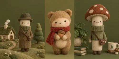 Cute Felted Olive Wool Characters generated by chatgpt-image