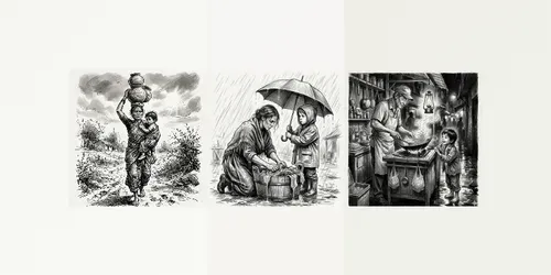 Emotional Black White Sketches generated by gemini-image