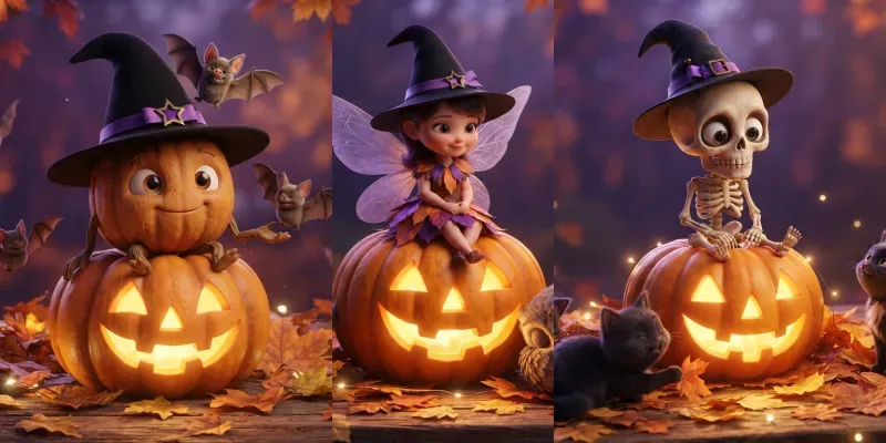 Cute Halloween Characters generated by undefined
