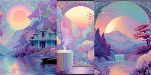 Pastel Art Nouveau Dream Illustrations generated by midjourney