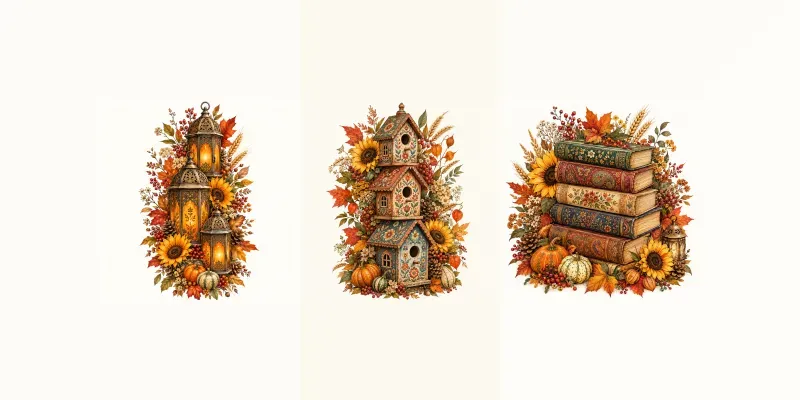 Ornate Autumn Folk Art generated by undefined
