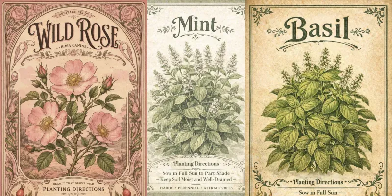 Vintage Botanical Seed Packet Art generated by undefined