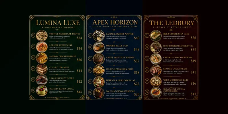 Restaurant Menu Descriptions generated by undefined