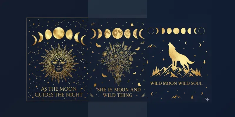 Dark Celestial Gold Foil Wall Art Prints generated by undefined