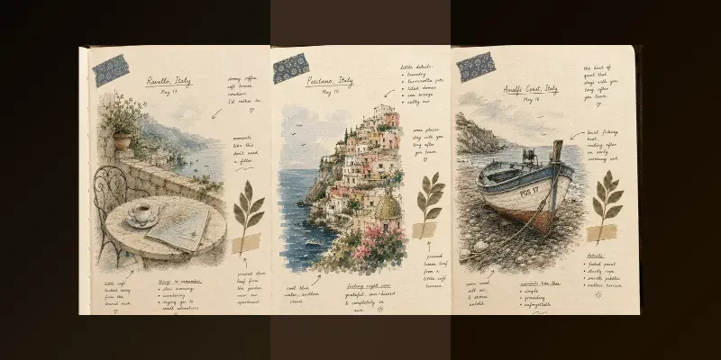 Coastal Village Journal Sketchbooks generated by undefined