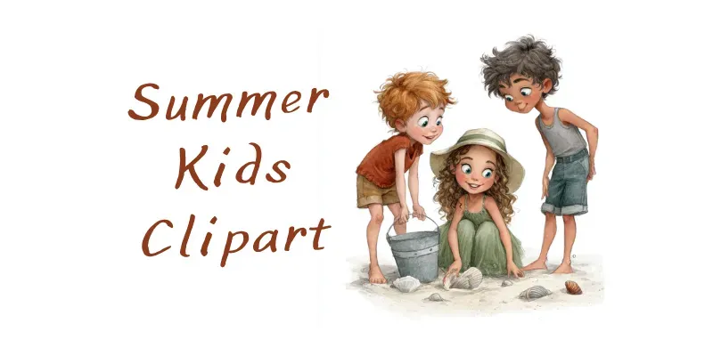 Summer Kids Watercolor Clipart generated by undefined