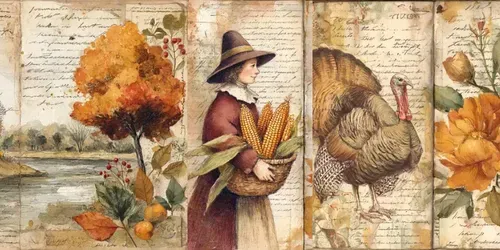 Thanksgiving Collage Junk Journals generated by midjourney