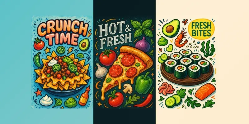 3D Doodle Food Poster Creators generated by undefined