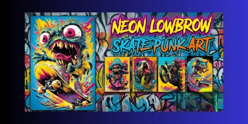 Neon Lowbrow Skate Punk Art generated by undefined