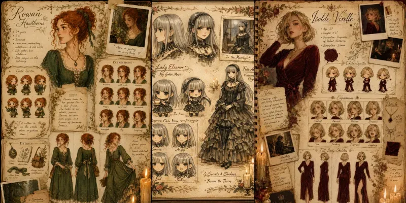 Vintage Character Sheets generated by undefined