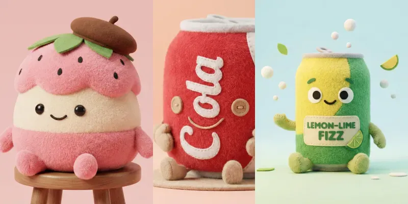 Fuzzy 3D Soda Plushies generated by undefined