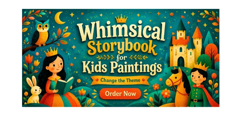 Whimsical Storybook For Kids Paintings generated by undefined