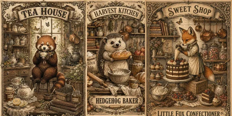 Vintage Whimsical Kitchen Companions generated by undefined