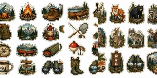 Camping Outdoors Sticker Sheets generated by chatgpt-image