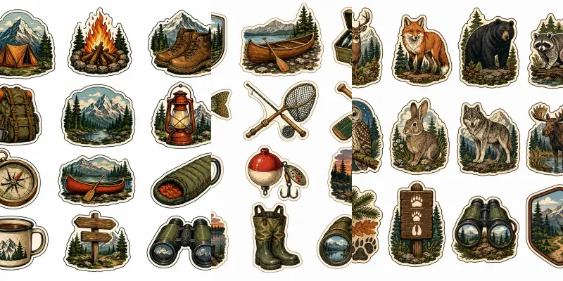 Camping Outdoors Sticker Sheets generated by undefined