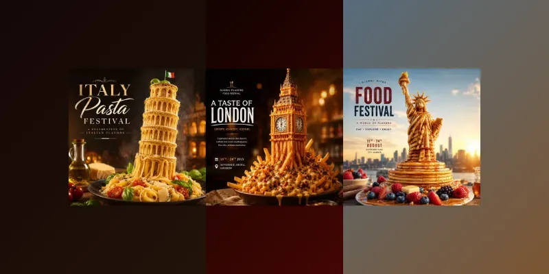 Iconic Landmark Food Festival Posters generated by undefined