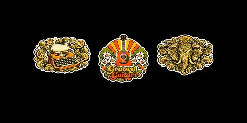 Vibrant 70s Retro Stickers generated by undefined