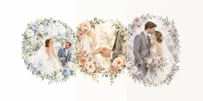 Watercolor Wedding Couple Posters