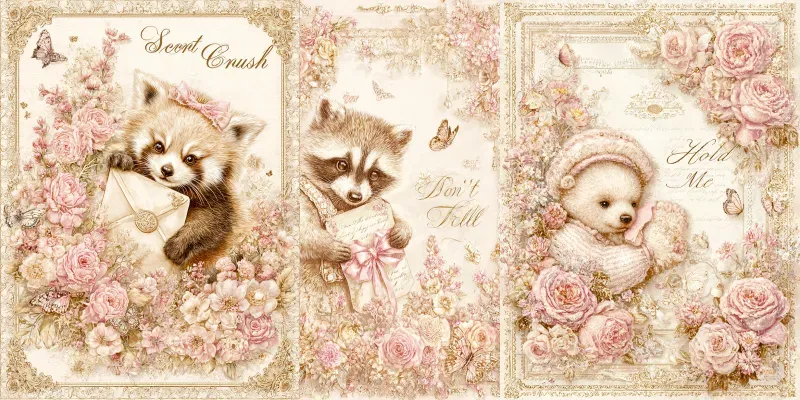 Romantic Pink Floral Greeting Cards generated by undefined