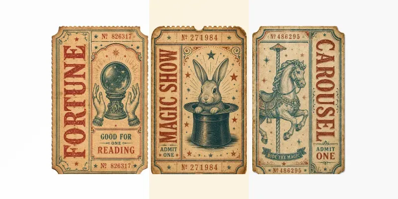Vintage Carnival Ticket Creators generated by undefined