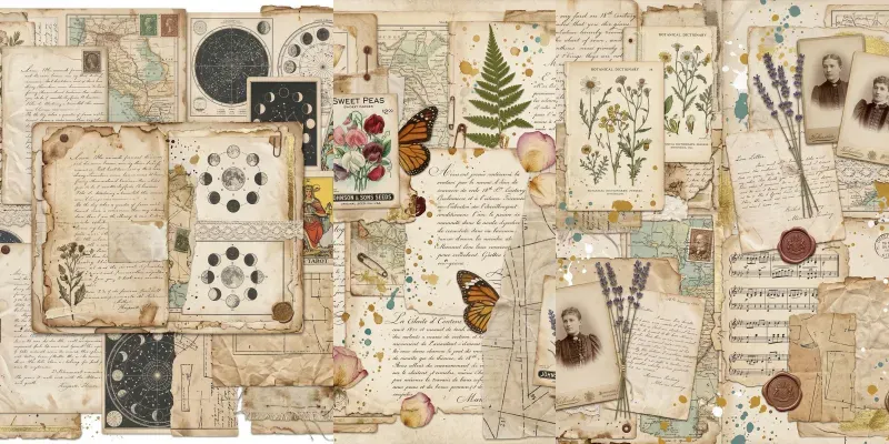 Vintage Mixed Media Collage Sheets generated by undefined