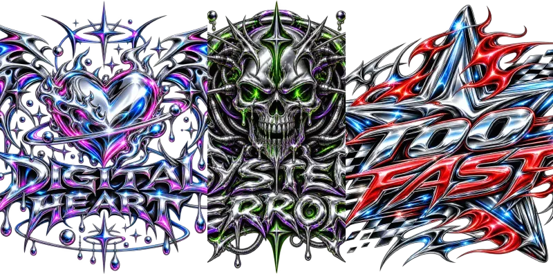 Y2k Chrome Tshirt Graphics