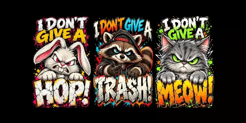 Angry Animal Typography Posters